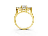 Yellow gold Round Cut Halo Diamond Cluster Ring with Marquise and Round Stones on a White Gold Band with Prong Setting_12