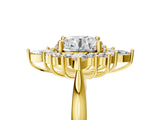 Yellow gold Round Cut Halo Diamond Cluster Ring with Marquise and Round Stones on a White Gold Band with Prong Setting_14
