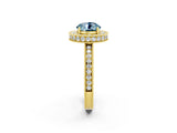 Yellow gold Round Cut Halo Diamond Engagement Ring with Milgrain Pave Band and Four-Prong Setting_2