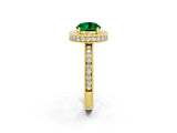 Yellow gold Round Cut Halo Diamond Engagement Ring with Milgrain Pave Band and Four-Prong Setting_2
