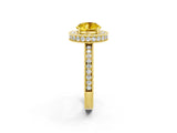 Yellow gold Round Cut Halo Diamond Engagement Ring with Milgrain Pave Band and Four-Prong Setting_2