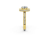 Yellow gold Round Cut Halo Diamond Engagement Ring with Milgrain Pave Band and Four-Prong Setting_2