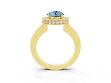Yellow gold Round Cut Halo Diamond Engagement Ring with Milgrain Pave Band and Four-Prong Setting_3