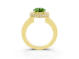 Yellow gold Round Cut Halo Diamond Engagement Ring with Milgrain Pave Band and Four-Prong Setting_3