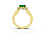 Yellow gold Round Cut Halo Diamond Engagement Ring with Milgrain Pave Band and Four-Prong Setting_3