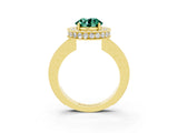 Yellow gold Round Cut Halo Diamond Engagement Ring with Milgrain Pave Band and Four-Prong Setting_3