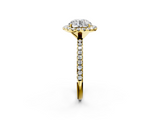 Yellow gold Round Cut Halo Diamond Engagement Ring with Pave Band and Four-Prong Setting_22
