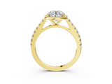 Yellow gold Round Cut Halo Diamond Engagement Ring with Pave Band and Four-Prong Setting_43