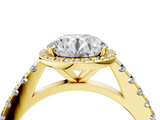 Yellow gold Round Cut Halo Diamond Engagement Ring with Pave Band and Four-Prong Setting_44