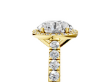Yellow gold Round Cut Halo Diamond Engagement Ring with Pave Band and Four-Prong Setting_45