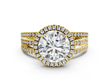 Yellow gold Round Cut Halo Diamond Engagement Ring with Split Shank and Four-Prong Setting_20