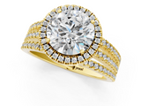 Yellow gold Round Cut Halo Diamond Engagement Ring with Split Shank and Four-Prong Setting_21