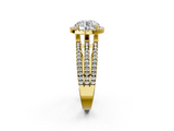 Yellow gold Round Cut Halo Diamond Engagement Ring with Split Shank and Four-Prong Setting_22