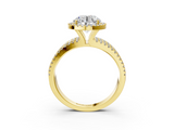 Yellow gold Round Cut Halo Diamond Engagement Ring with Split Shank and Four-Prong Setting_23