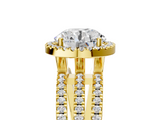 Yellow gold Round Cut Halo Diamond Engagement Ring with Split Shank and Four-Prong Setting_25