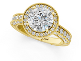 Yellow gold Round Cut Halo Diamond Pave Band Ring with Four-Prong Setting_61