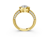 Yellow gold Round Cut Halo Diamond Pave Band Ring with Four-Prong Setting_63