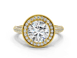 Yellow gold Round Cut Halo Diamond Pave Band with Four-Prong Setting_66