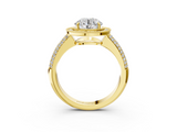 Yellow gold Round Cut Halo Diamond Pave Band with Four-Prong Setting_69