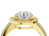 Yellow gold Round Cut Halo Diamond Pave Band with Four-Prong Setting_70