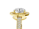 Yellow gold Round Cut Halo Diamond Pave Band with Four-Prong Setting_71