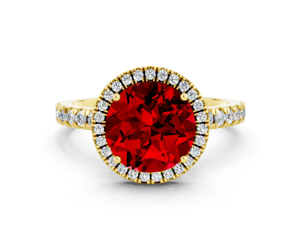 Yellow gold Round Cut Halo Diamond Pave Band with Prong Setting