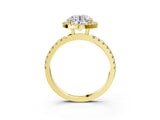 Yellow gold Round Cut Halo Diamond Pave Band with Prong Setting_11