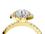 Yellow gold Round Cut Halo Diamond Pave Band with Prong Setting_12