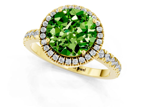 Yellow gold Round Cut Halo Diamond Pave Band with Prong Setting_1