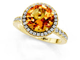 Yellow gold Round Cut Halo Diamond Pave Band with Prong Setting_1