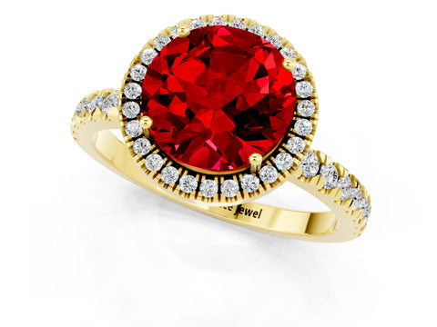 Yellow gold Round Cut Halo Diamond Pave Band with Prong Setting_1