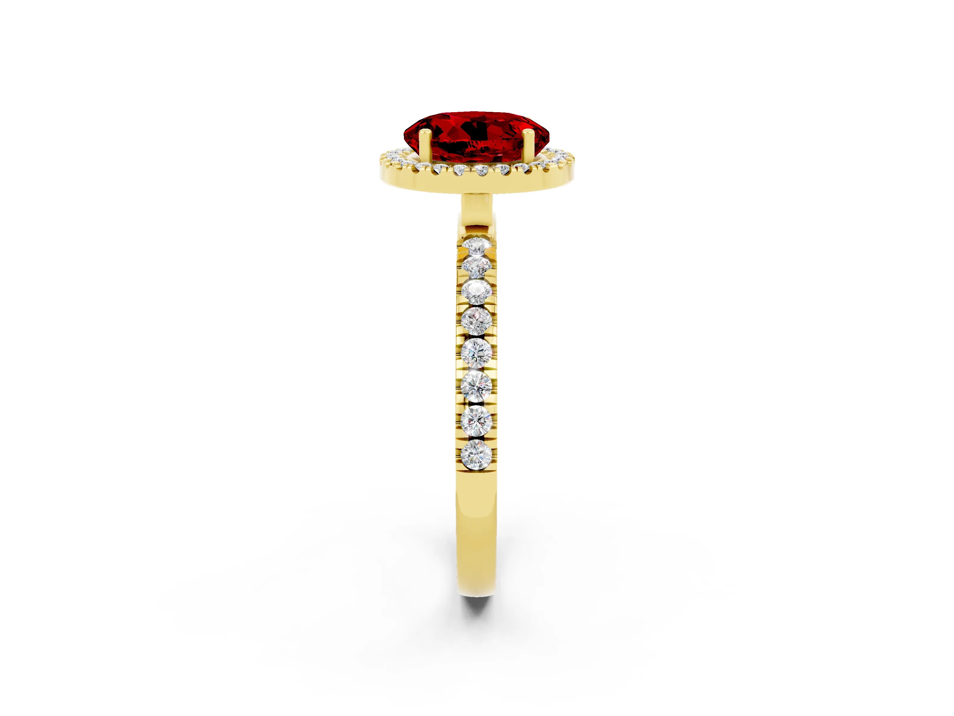 Yellow gold Round Cut Halo Diamond Pave Band with Prong Setting_2