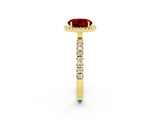 Yellow gold Round Cut Halo Diamond Pave Band with Prong Setting_2