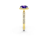 Yellow gold Round Cut Halo Diamond Pave Band with Prong Setting_2