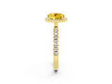 Yellow gold Round Cut Halo Diamond Pave Band with Prong Setting_2