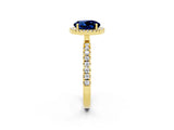 Yellow gold Round Cut Halo Diamond Pave Band with Prong Setting_2
