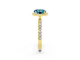 Yellow gold Round Cut Halo Diamond Pave Band with Prong Setting_2