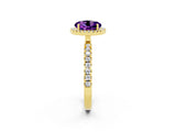 Yellow gold Round Cut Halo Diamond Pave Band with Prong Setting_2