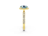 Yellow gold Round Cut Halo Diamond Pave Band with Prong Setting_2