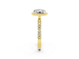 Yellow gold Round Cut Halo Diamond Pave Band with Prong Setting_2