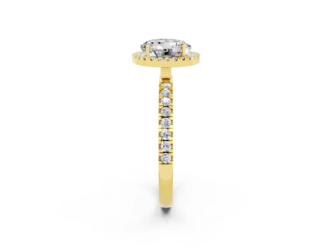 Yellow gold Round Cut Halo Diamond Pave Band with Prong Setting_2