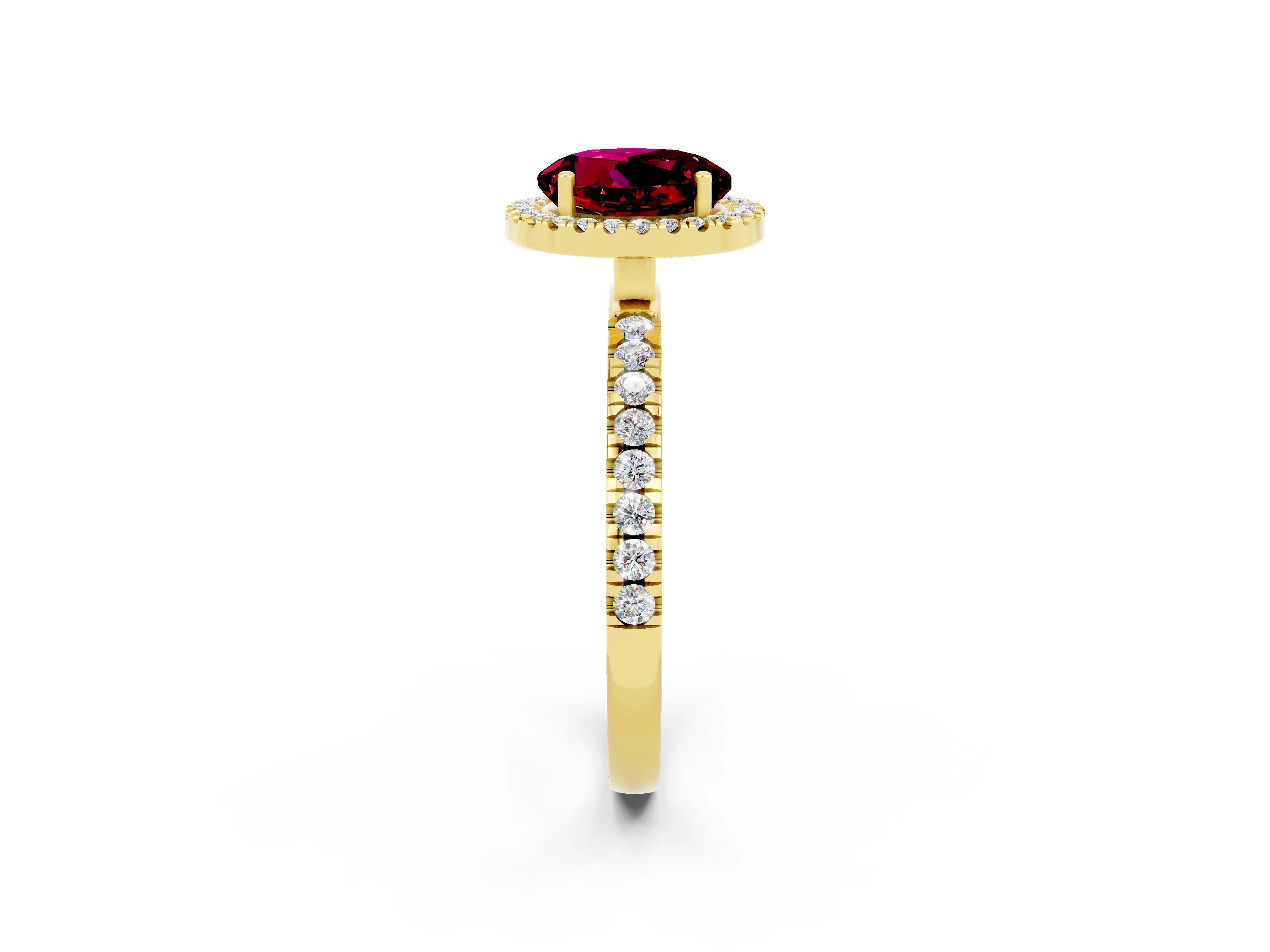 Yellow gold Round Cut Halo Diamond Pave Band with Prong Setting_2