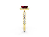 Yellow gold Round Cut Halo Diamond Pave Band with Prong Setting_2