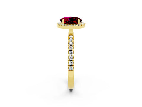 Yellow gold Round Cut Halo Diamond Pave Band with Prong Setting_2