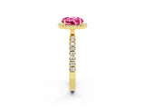 Yellow gold Round Cut Halo Diamond Pave Band with Prong Setting_2