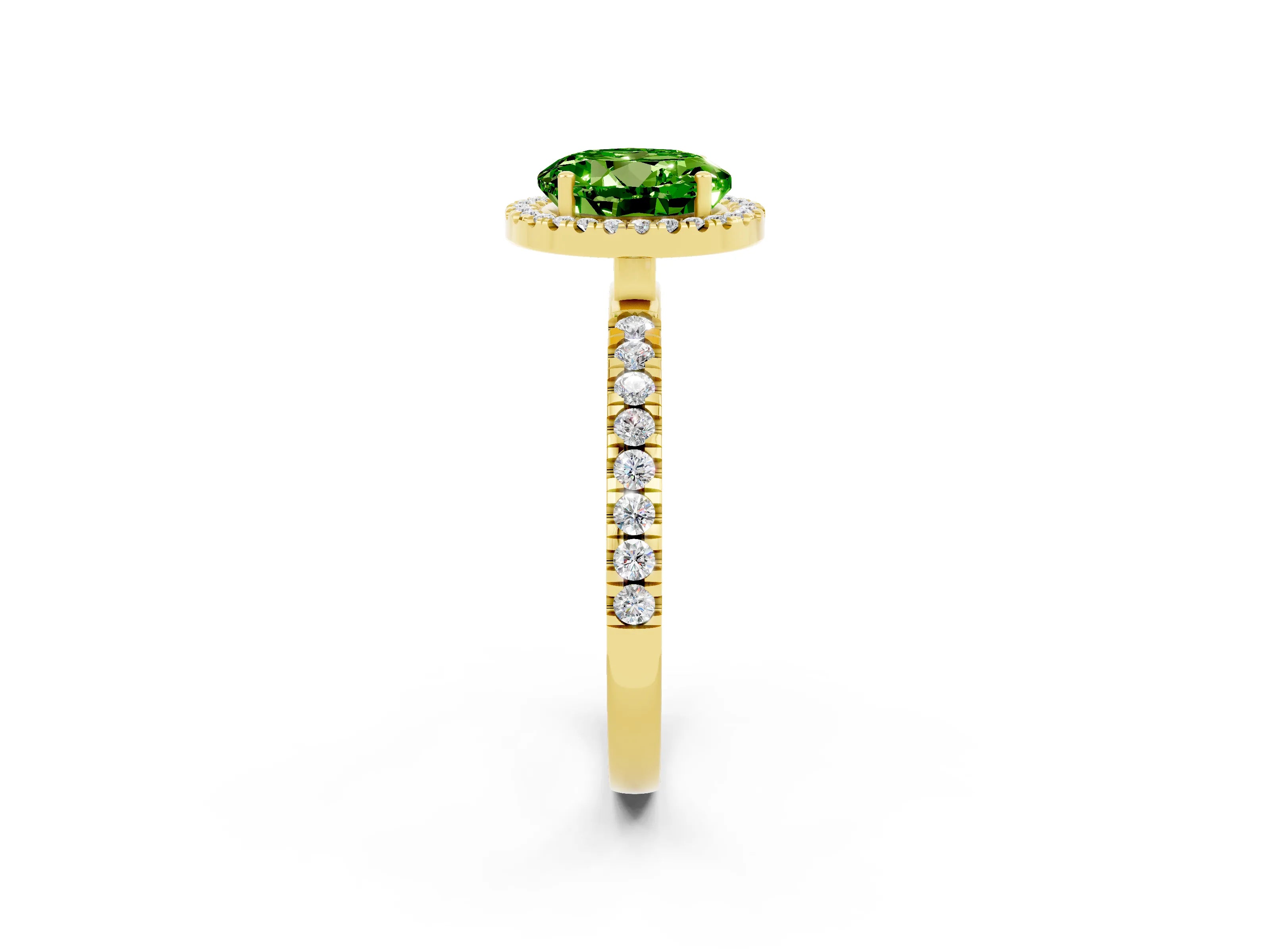 Yellow gold Round Cut Halo Diamond Pave Band with Prong Setting_2
