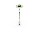 Yellow gold Round Cut Halo Diamond Pave Band with Prong Setting_2