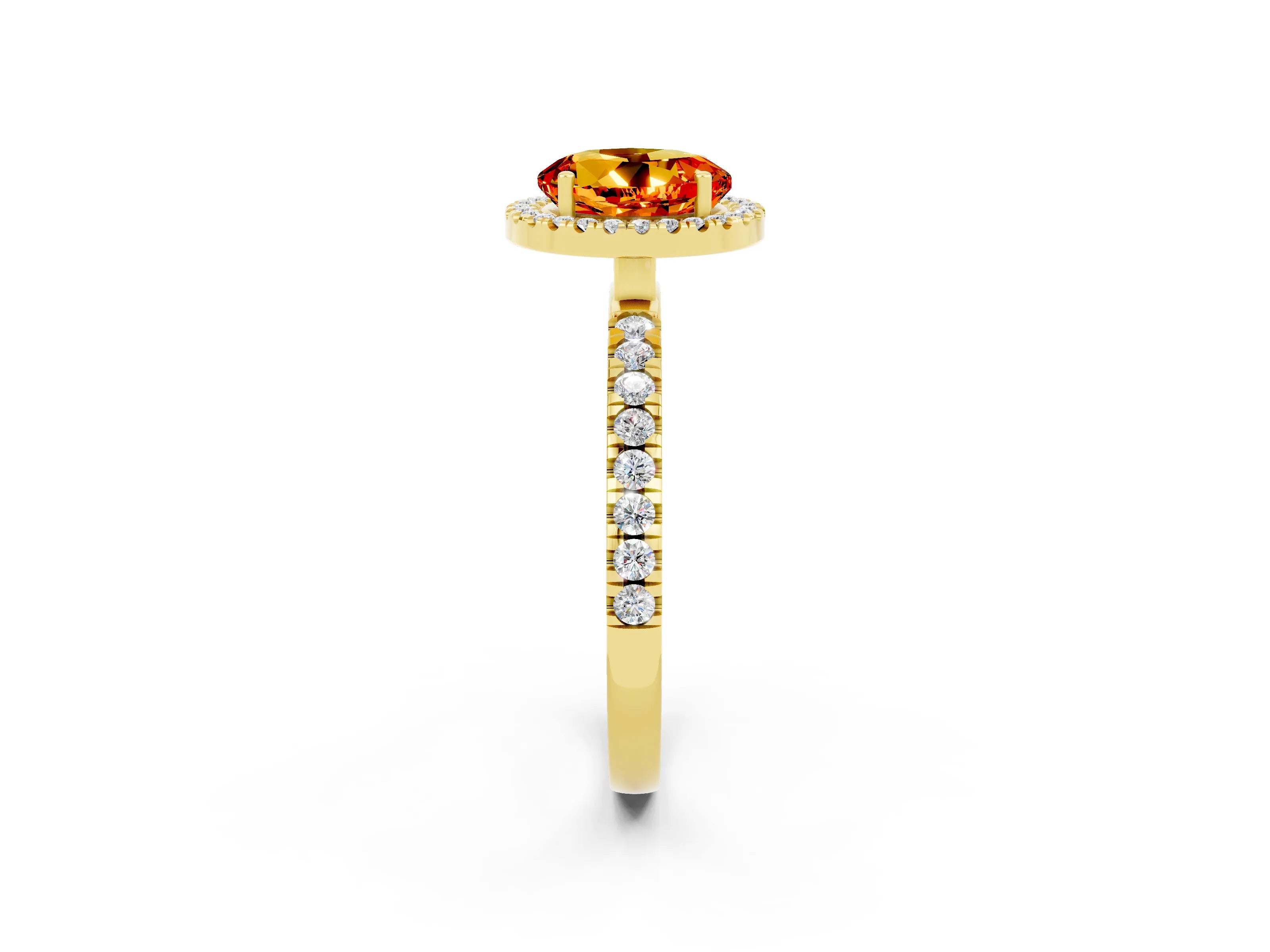Yellow gold Round Cut Halo Diamond Pave Band with Prong Setting_2