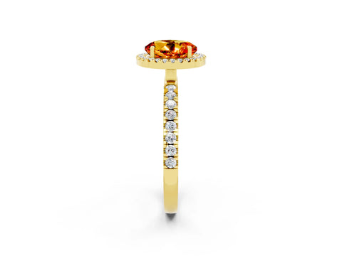 Yellow gold Round Cut Halo Diamond Pave Band with Prong Setting_2