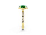 Yellow gold Round Cut Halo Diamond Pave Band with Prong Setting_2